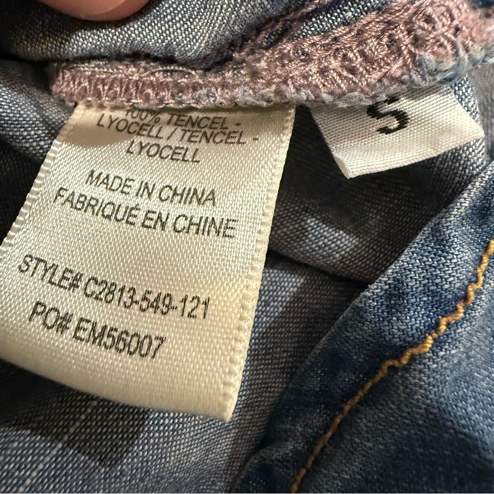 Cloth & Stone x Anthropologie Chambray Button Up Popover Top Women’s Small Blue - Picture 5 of 6